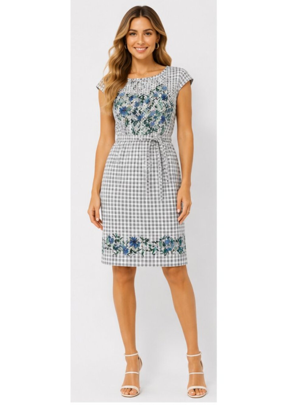 LC Lauren Conrad Plaid Floral Dress - Size S